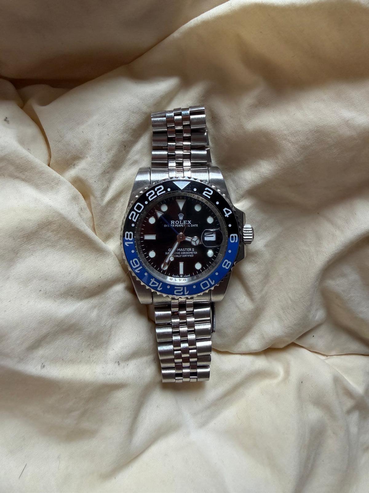Rolex GMT Master Batgirl Automaat Saffier Glas Goede Staat, Staal, Polshorloge, Ophalen of Verzenden, Zo goed als nieuw