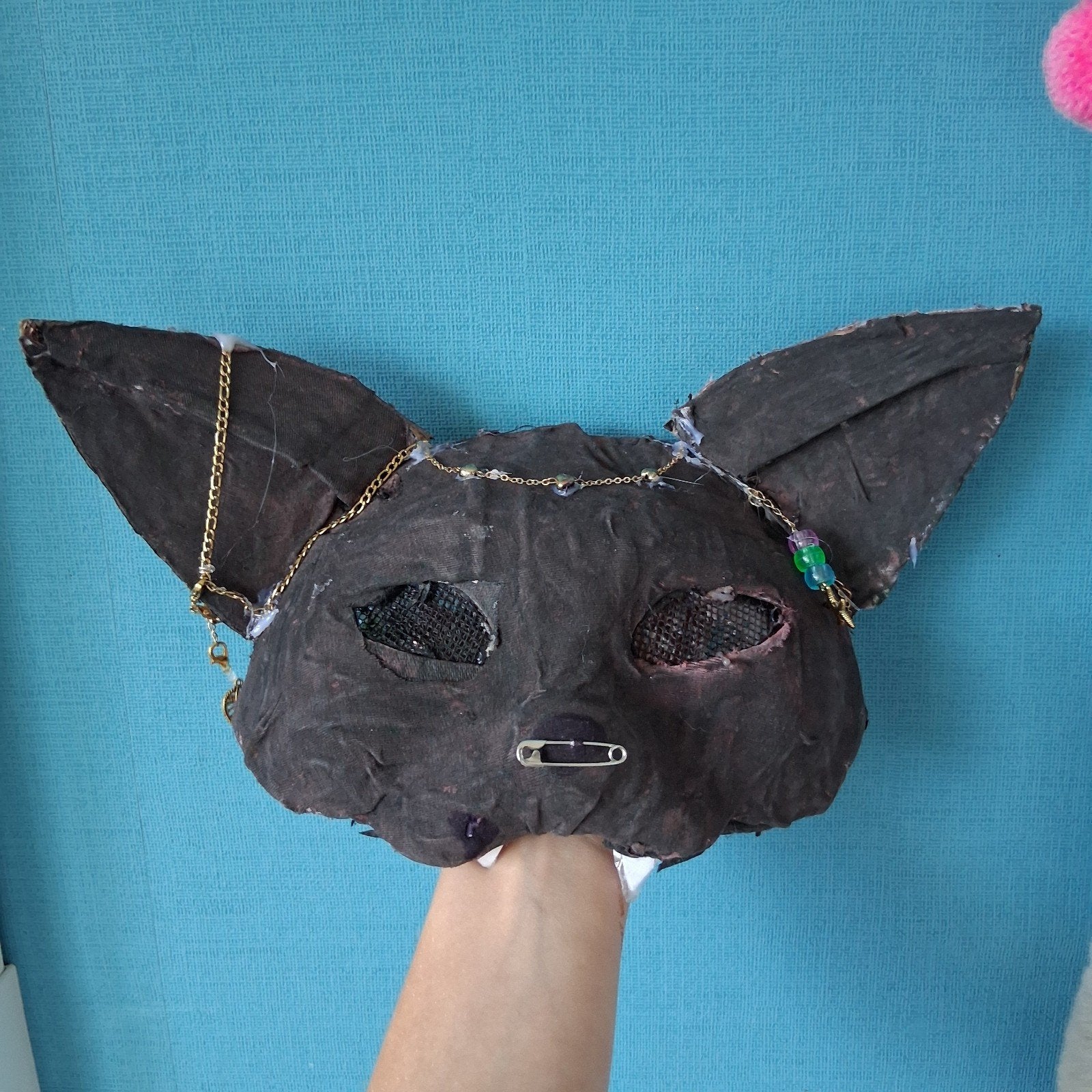 Vleermuis masker (therian), Zwart, Handgemaakt, Overige typen, Ophalen of Verzenden