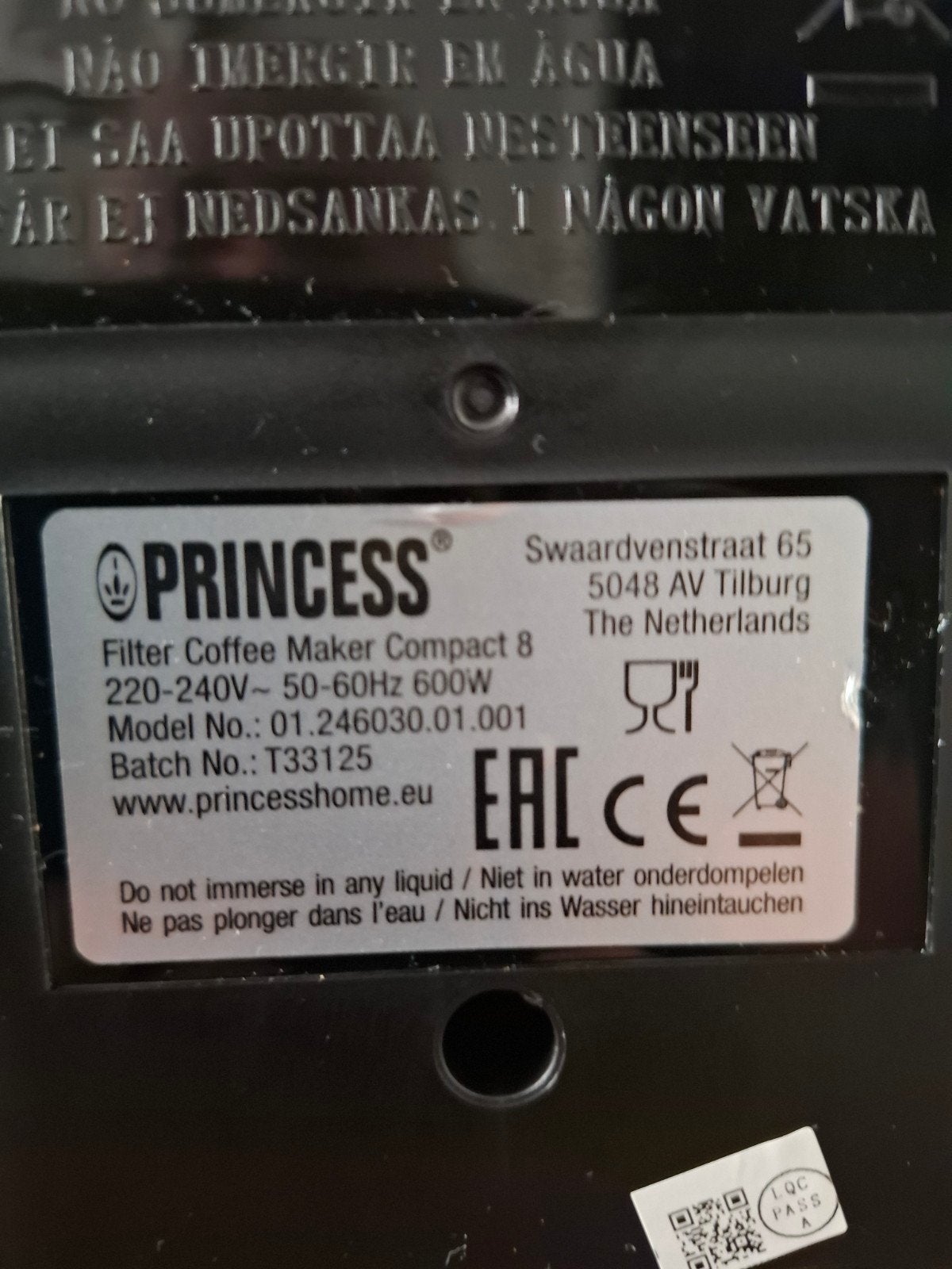 Princess Koffiezetapparaat Compact 8 - Laag Wattage Camping, Witgoed en Apparatuur, Koffiezetapparaten, Gebruikt, Koffiemachine