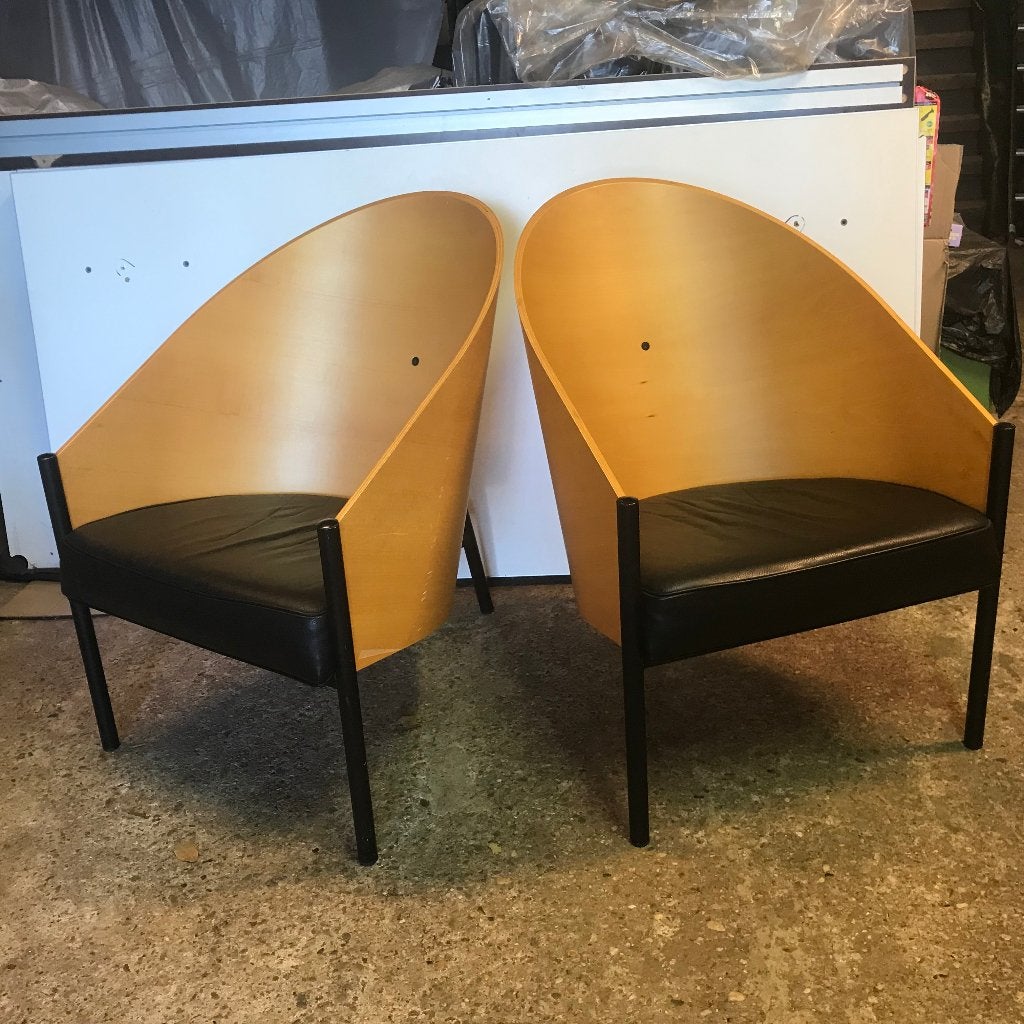 2 Steel Line Starck Pratfall fauteuil Vintage italiaans, Gebruikt, 75 tot 100 cm, Ophalen of Verzenden, Nvt