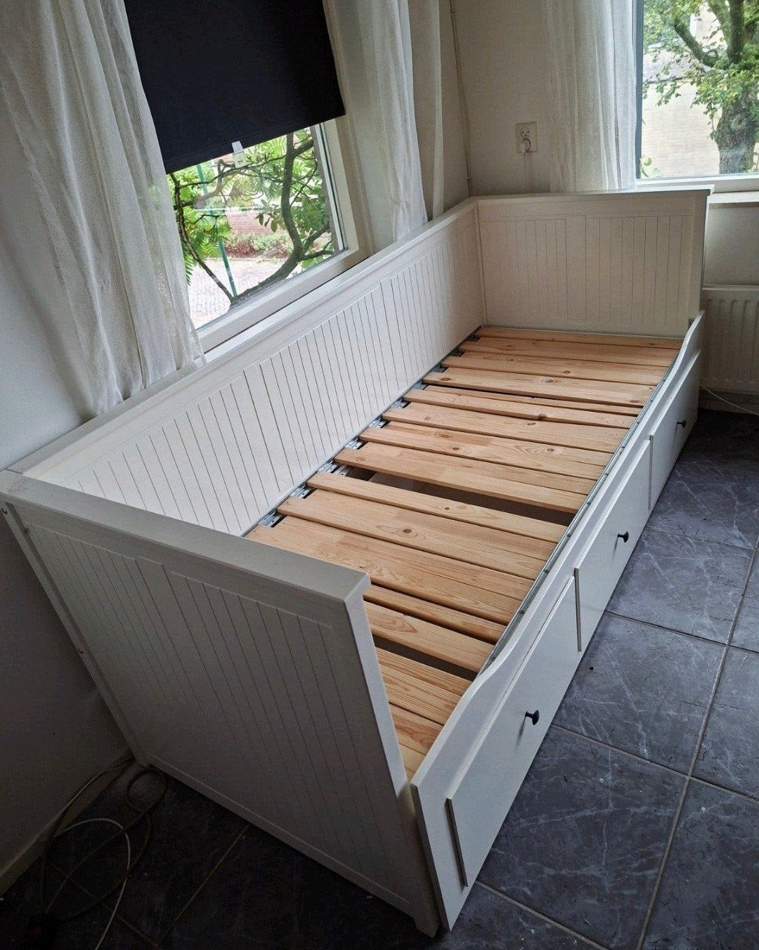Ikea Hemnes Bed, Ophalen, Wit, Tweepersoons, 80 cm