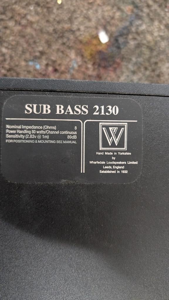 Wharfedale SUB BASS 2130 Subwoofer, Gebruikt, Subwoofer, 60 tot 120 watt, Ophalen