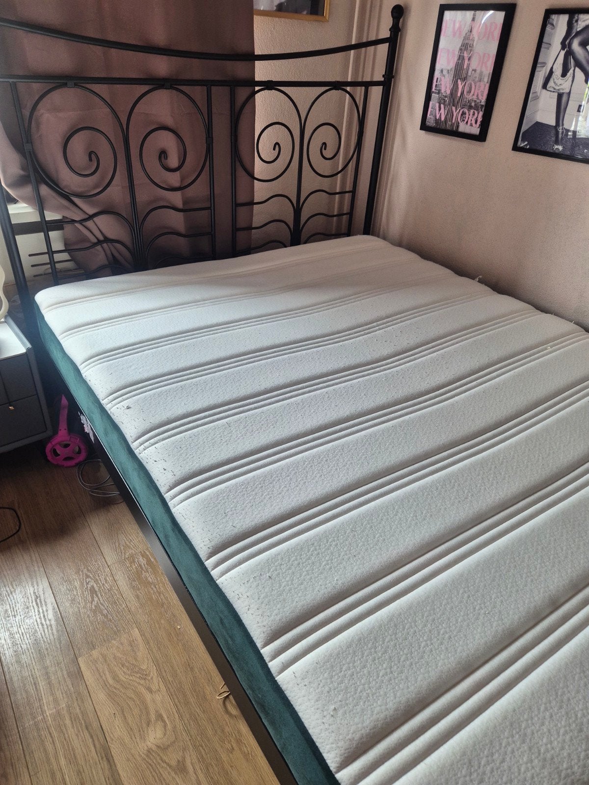 Metalen tweepersoonsbed 160x200 (excl. matras), Ophalen, Gebruikt, Zwart, Tweepersoons