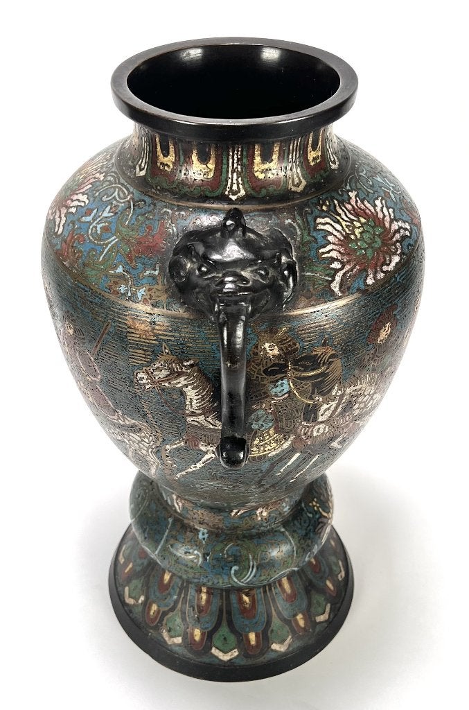 9. Bronzen vaas met champlevé email - Japan, Meiji periode, Antiek en Kunst, Ophalen