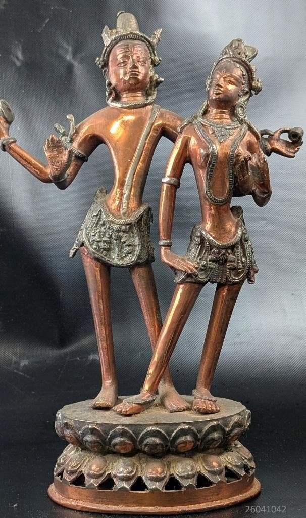 Beeld, Groot beeld Radha en Krishna, Antiek en Kunst, Ophalen, Handgemaakt, 20 - 50 cm, Overige materialen