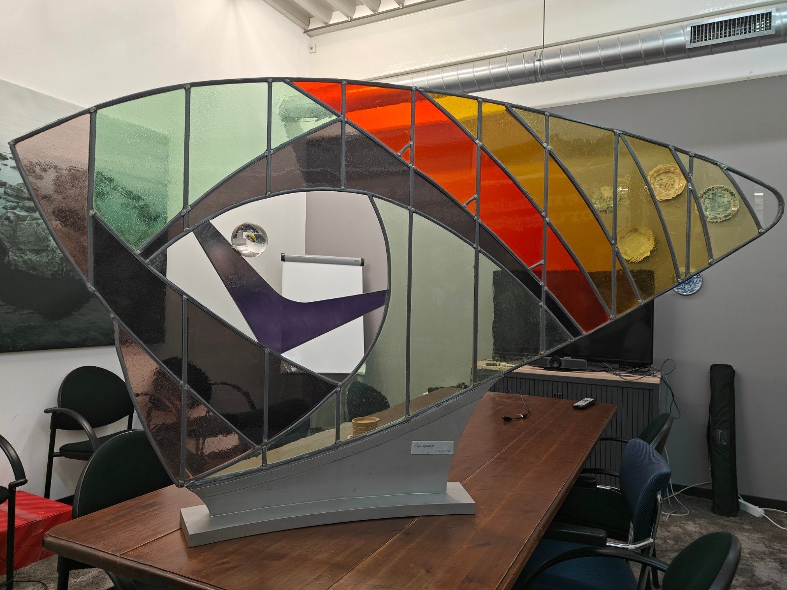 glas-in-lood kunstwerk 'Eye Opener' J. Felix HGHarderwijk, Ophalen, Handgemaakt, Meerkleurig, 96 cm