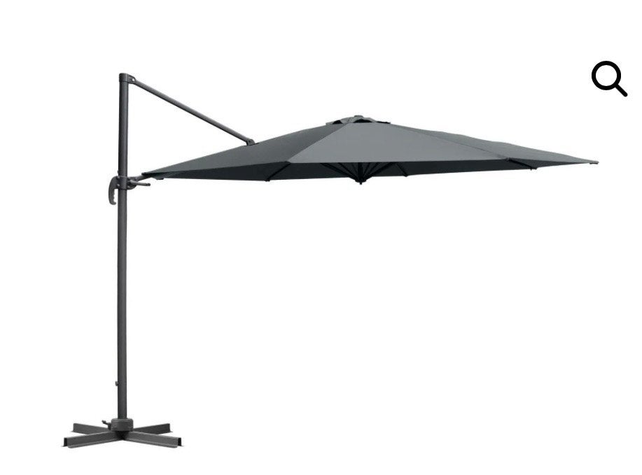 Luxe zweefparasol 4x4m antraciet met bijpassende voet, Tuin en Terras, Ophalen, Nieuw, Meer dan 4 meter, Zweefparasol