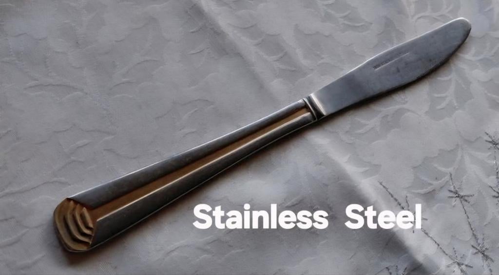 Grote mes Stainless Steel relief handvat gouden versieringen, Ophalen of Verzenden, Rvs of Chroom