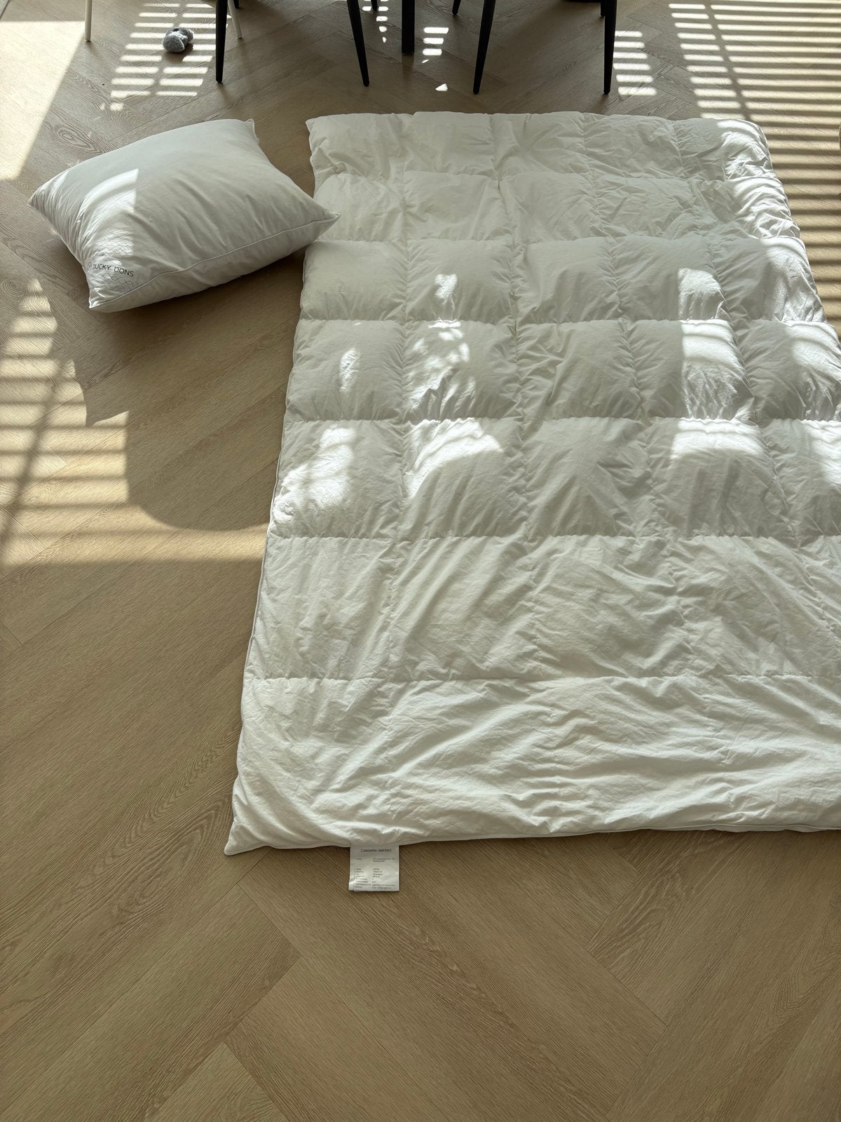 Ducky Dons Cassette-dekbed 140x220 cm met kussen, Ophalen, Eenpersoons, Wit, Ademend
