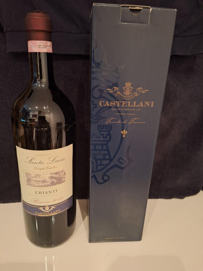 Santa Lucia Chianti Riserva 2018 - 3L fles in geschenkdoos, Verzenden, Italië, Zo goed als nieuw, Rode wijn