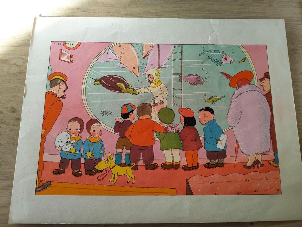 DICK VANDÉ POSTER KINDEREN BIJ JET AQUARIUM*DUIKER*SCHILDPAD, Ophalen of Verzenden, Gebruikt, Rechthoekig Liggend