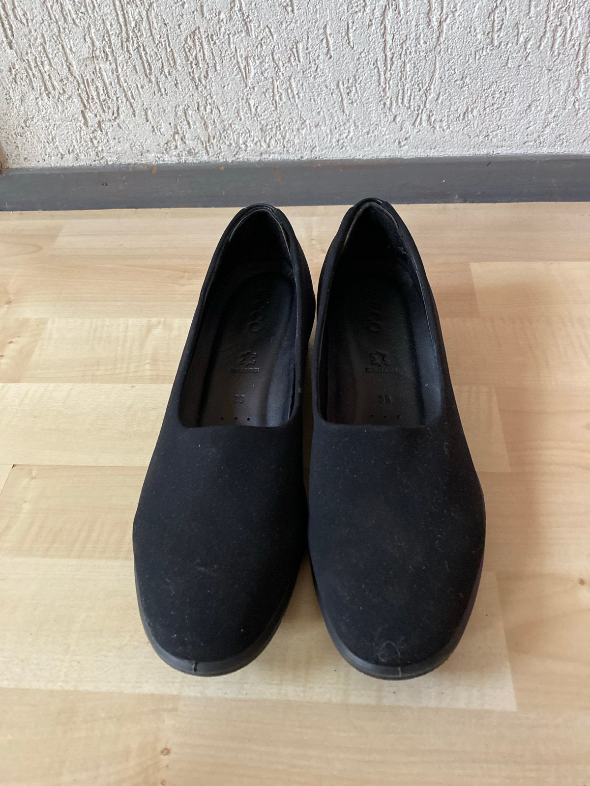 Zwarte Ecco damesschoen maat 39 met leren inlegzolen, Ophalen, Gedragen, Zwart, Schoenen met lage hakken