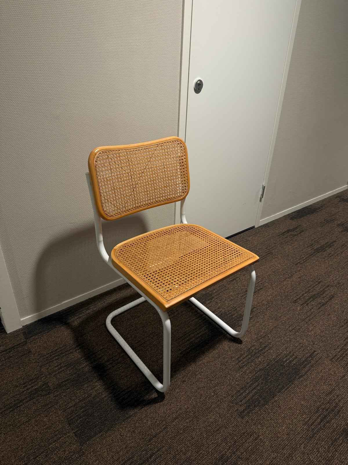 Cesca Breuer stijl Webbing Stoel en krukje, Ophalen, Gebruikt, Wit, Riet of Rotan