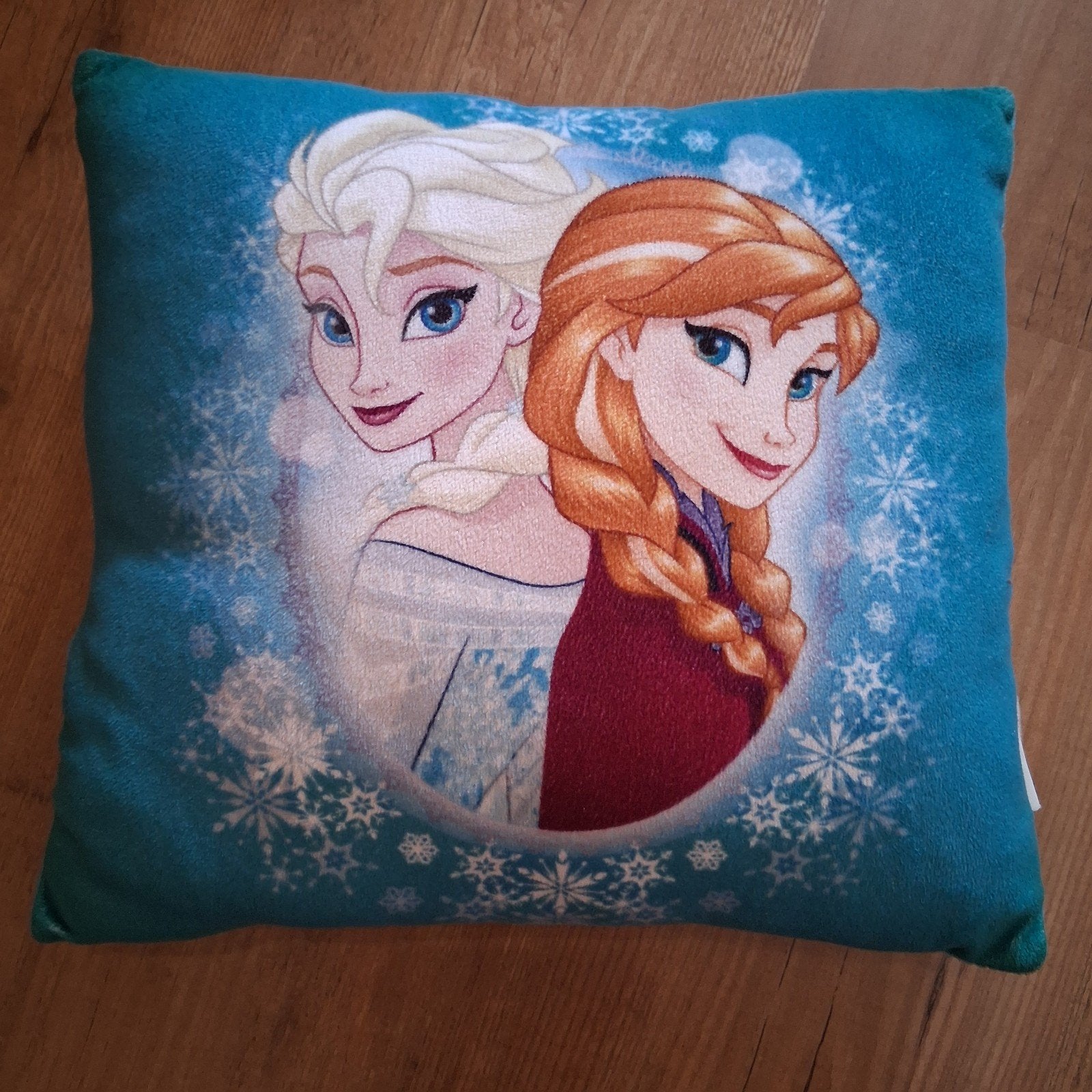Frozen kussen met Elsa en Anna, Overige merken, Blauw, Met print, Vierkant