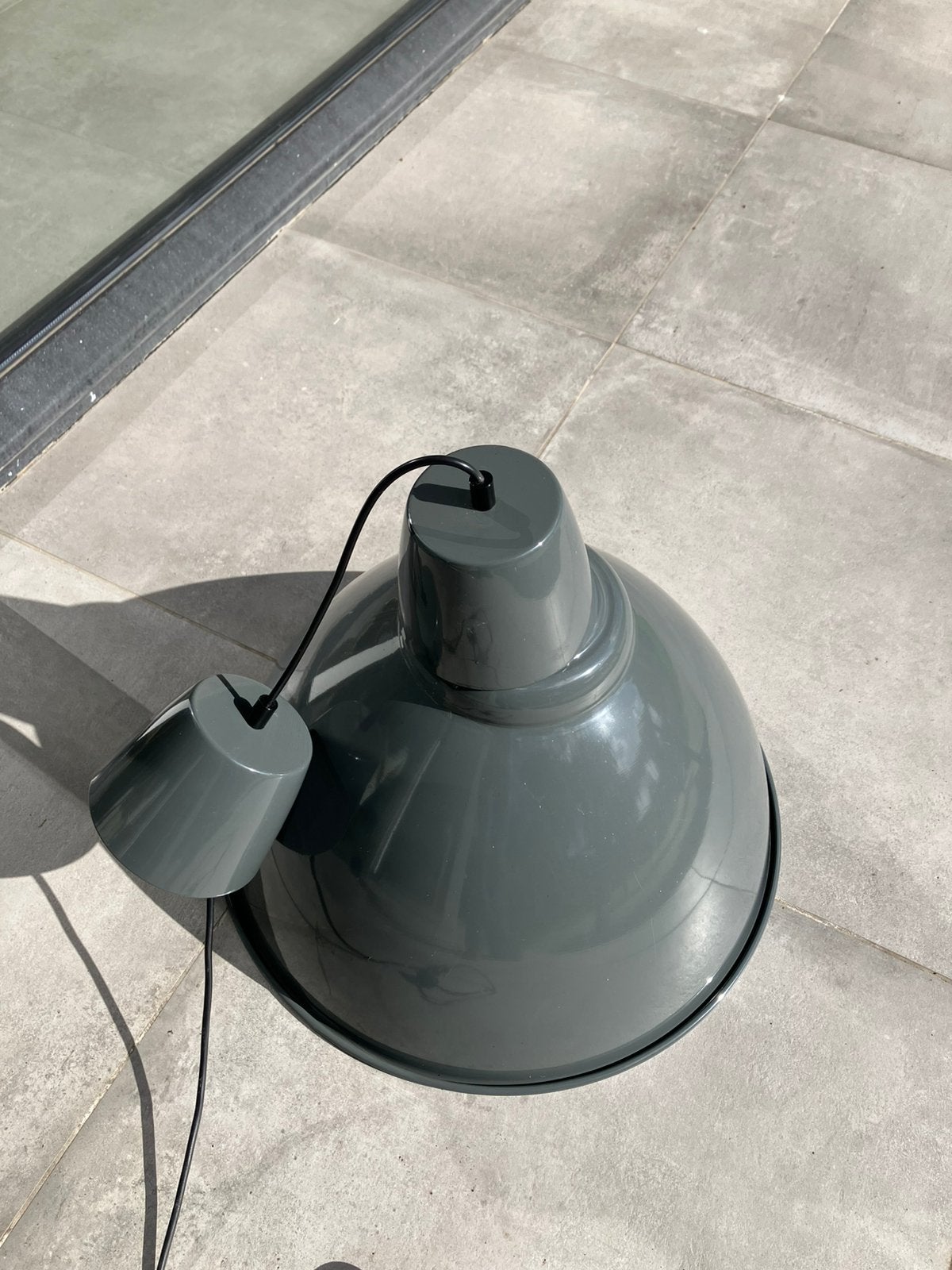 Grote grijze industriële hanglamp, Ophalen, Gebruikt, Metaal, E27 (groot)