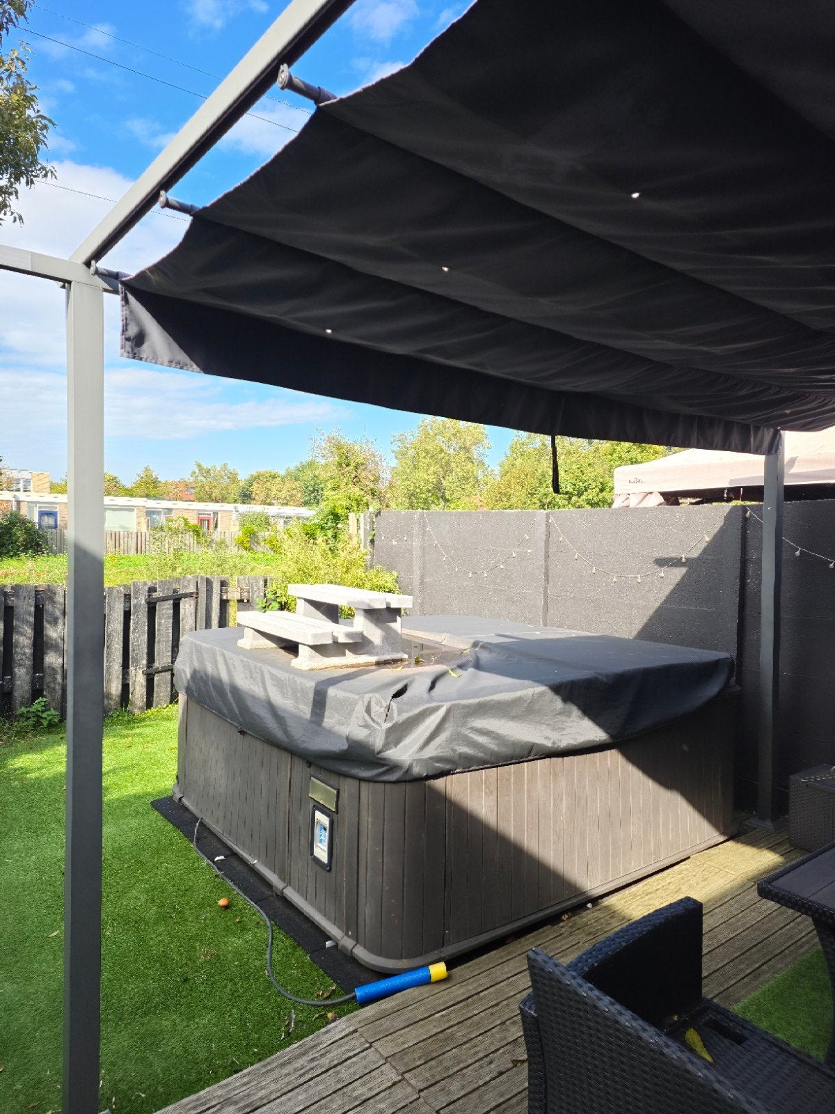 Terrasoverkapping met uitschuifbaar doek, Tuin en Terras, Ophalen, Gebruikt, Overige typen, 250 cm tot 450 cm
