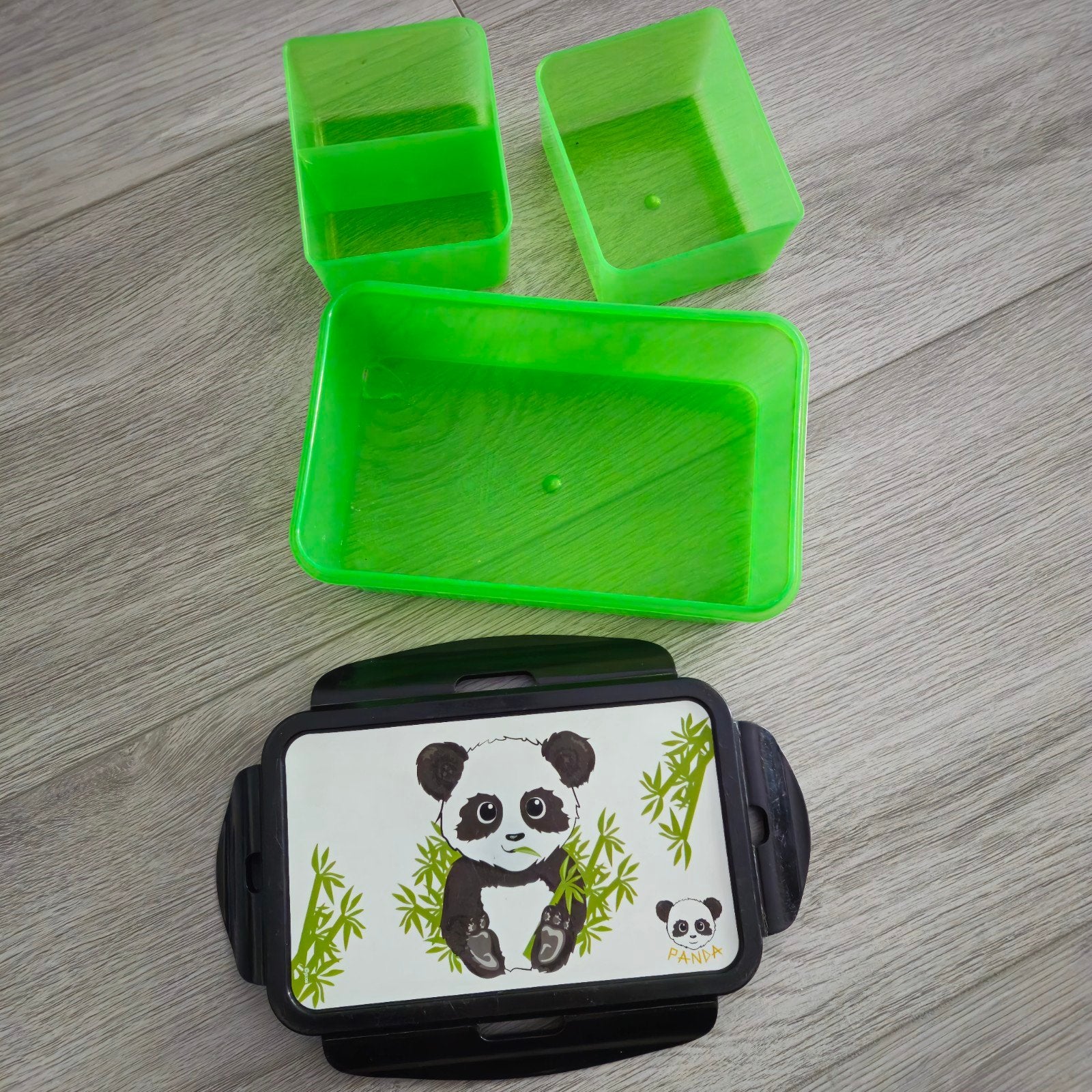 Broodtrommel met panda-opdruk en vakjes, Ophalen of Verzenden