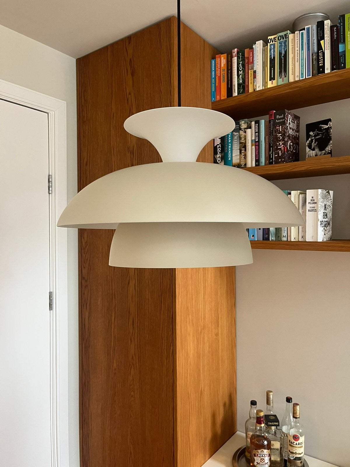 Qazqa scandinavische hanglamp beige, Ophalen, Zo goed als nieuw, E27 (groot)