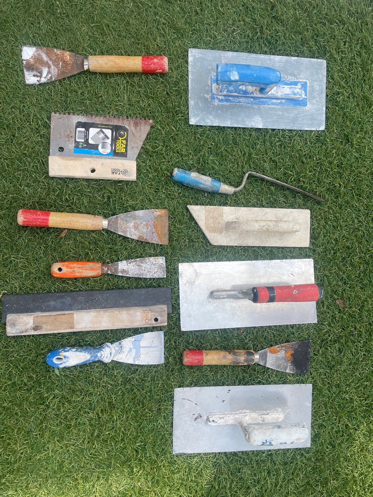 Diverse set van plamuurmessen en troffels, Ophalen, Gebruikt, Overige typen, Overige merken