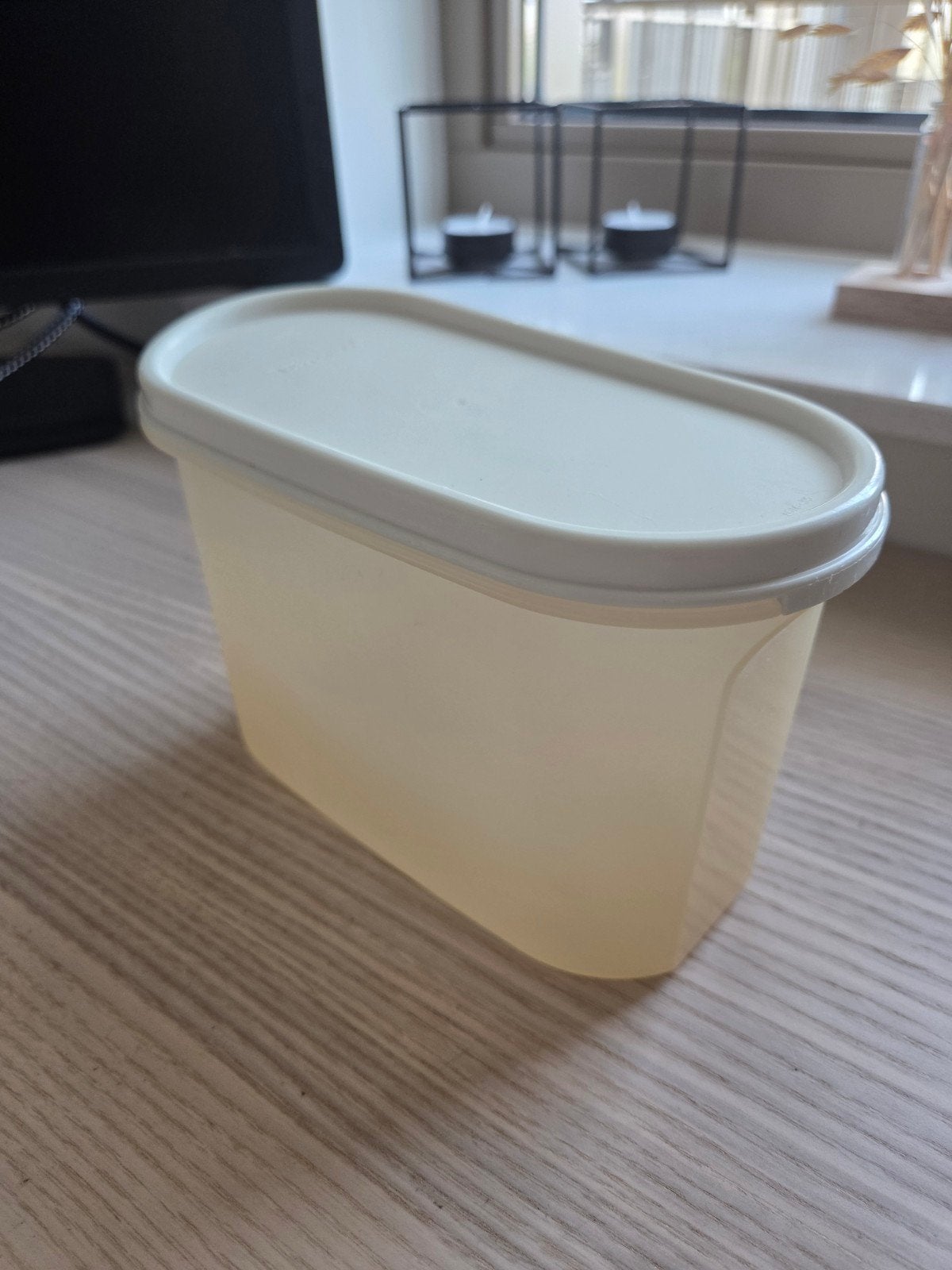 Tupperware Modular Mate Oval voorraadbus wit 1.1 liter, Verzenden, Gebruikt, Wit, Overige typen