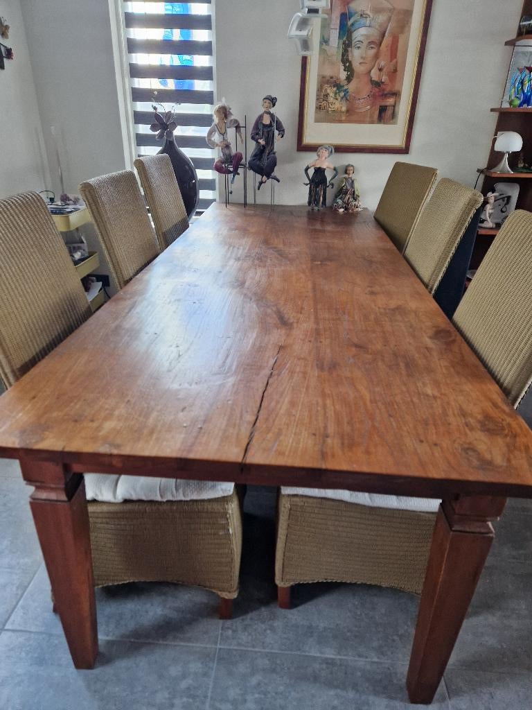 Grote eettafel teak, Huis en Inrichting, Tafels | Eettafels, Ophalen, Gebruikt, Teakhout, 200 cm of meer