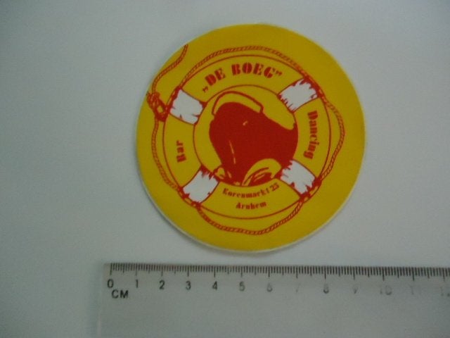 sticker oud DE BOEG Arnhem bar cafe disco dancing Korenmarkt, Verzenden, Zo goed als nieuw, Bedrijf of Vereniging
