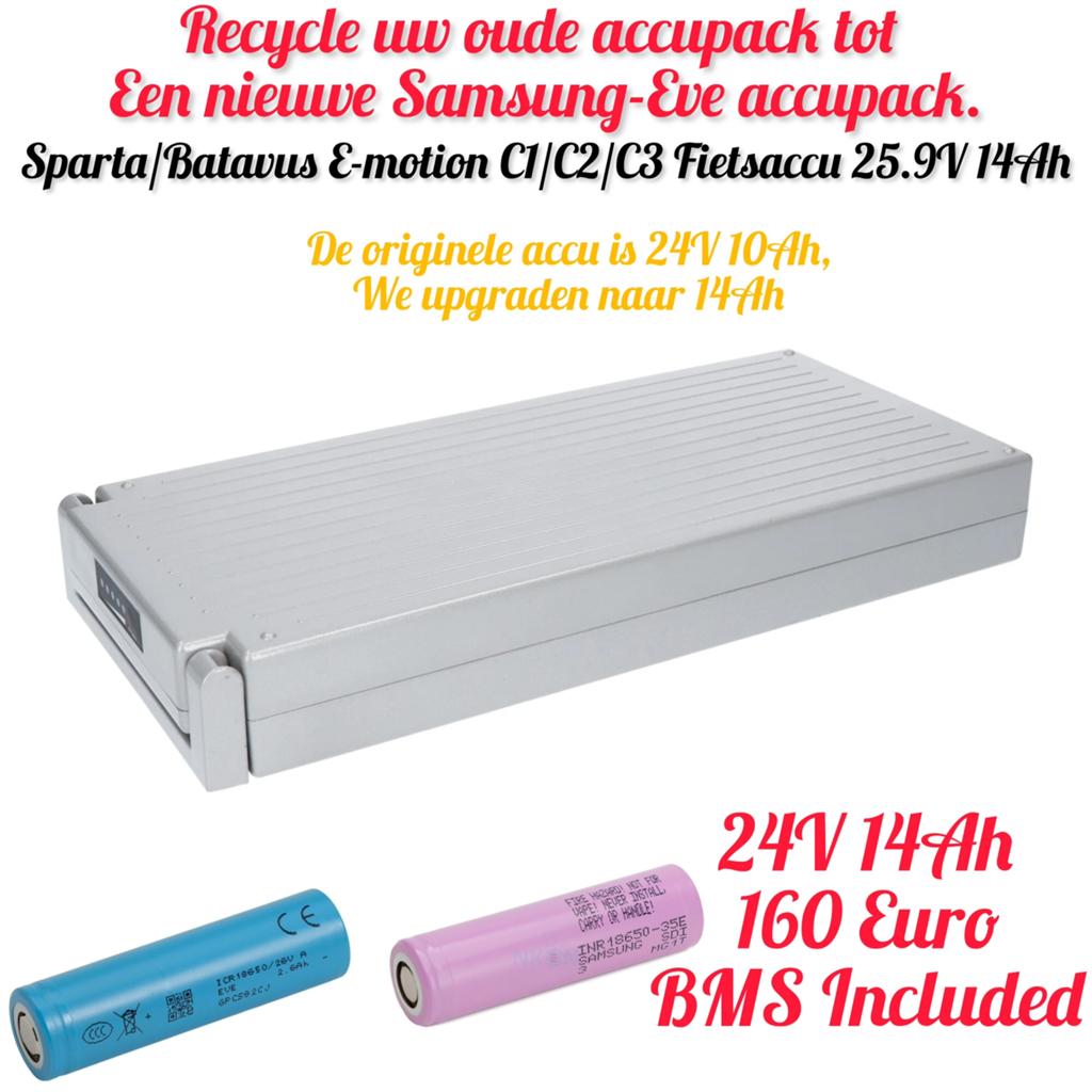 Sparta/Batavus Upgrade E-motion C1/C2/C3 Accu 25.9V 14Ah, Ophalen of Verzenden, Zo goed als nieuw