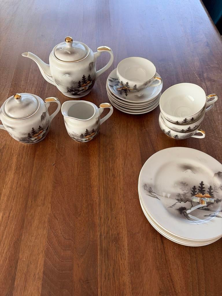 Vintage Kutani China Theeservies - Handgeschilderd Japan, Ophalen