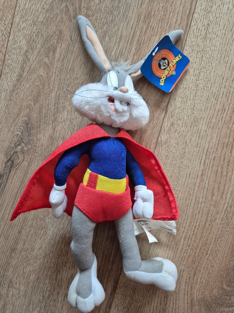 Bugs Bunny Superman Pluche Knuffel Looney Tunes, Ophalen of Verzenden, Gebruikt
