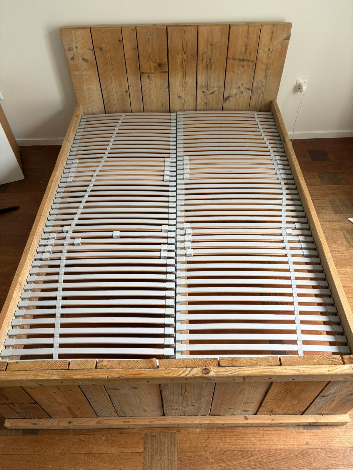 Steigerhouten bed 140x200, Ophalen, Gebruikt, Steigerhout, Tweepersoons