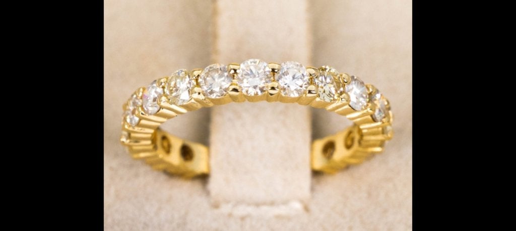 14k Geel Alliantiering met Natuurlijke Diamanten met labrap, Sieraden, Tassen en Uiterlijk, Geel, Nieuw, Ophalen of Verzenden