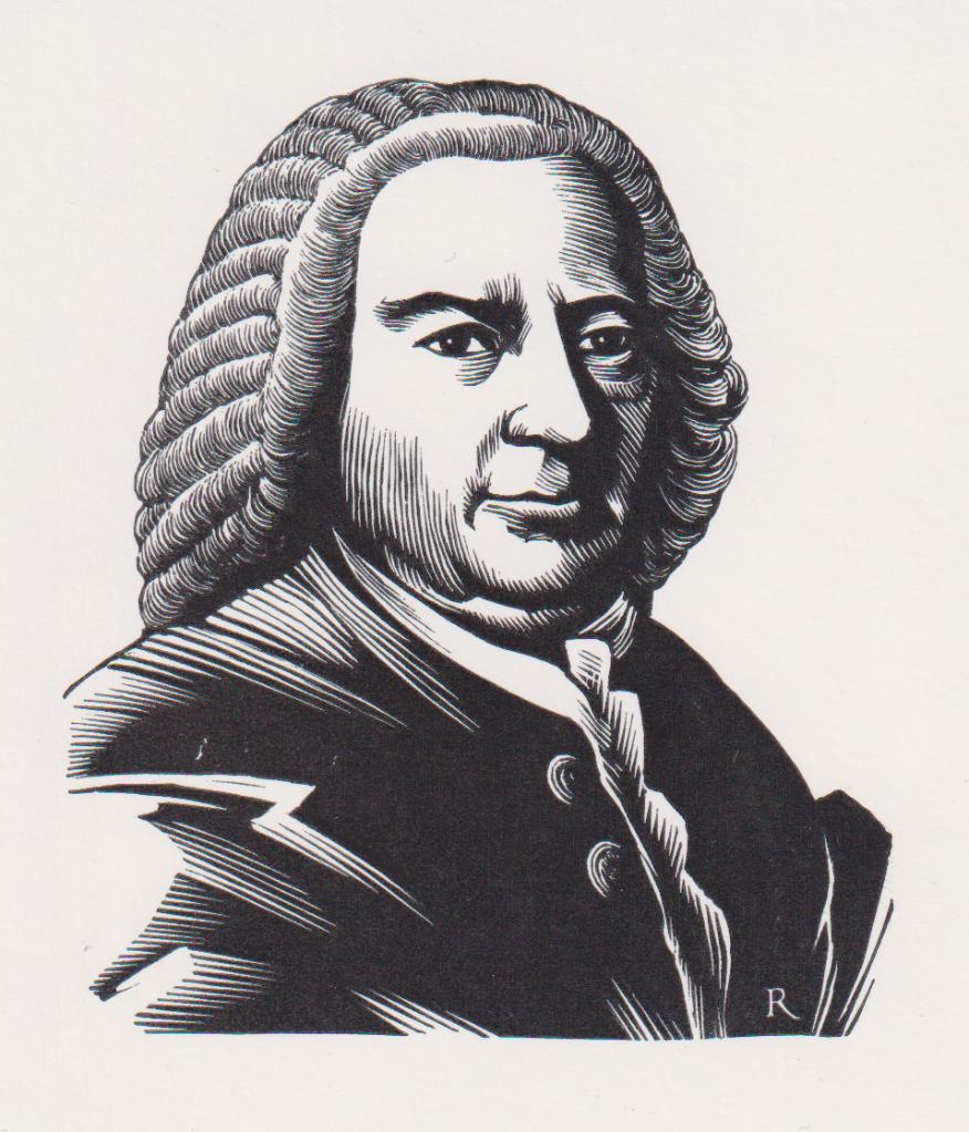 Houtgravure van Pam G Rueter - Portret J. S. Bach, Ophalen of Verzenden, Gravure