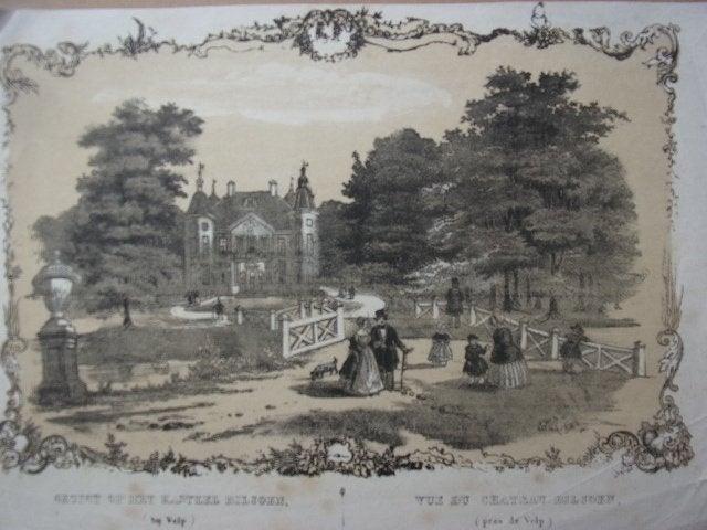 Gezigt op het kasteel Biljoen ( bij Velp) ca. 1850 Ing.Litho, 1800 - 1899, Stadsgezicht, Ophalen of Verzenden, Blanco verso