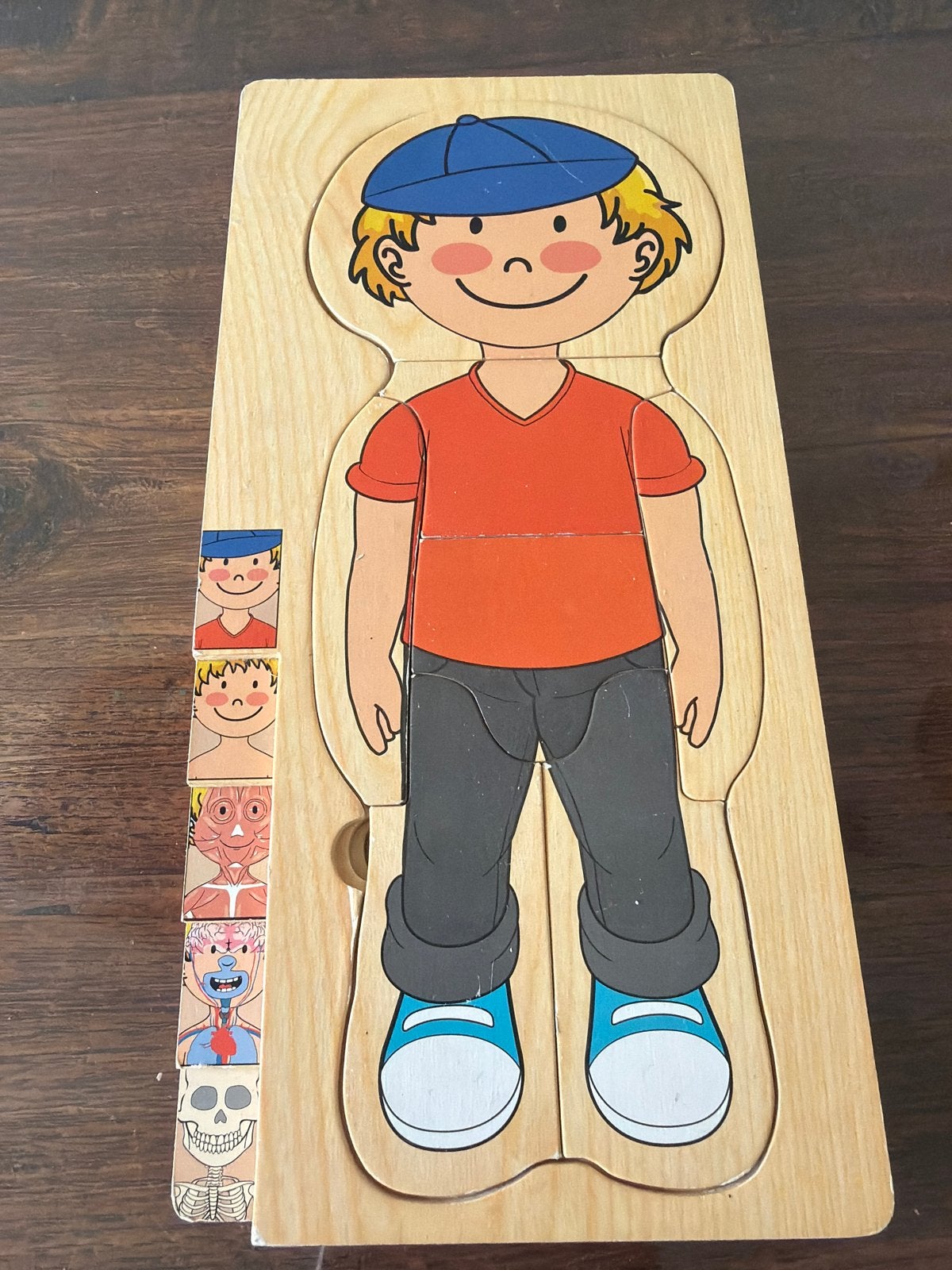 Houten puzzel menselijk lichaam - educatief speelgoed, Ophalen of Verzenden, Gebruikt, Puzzelen
