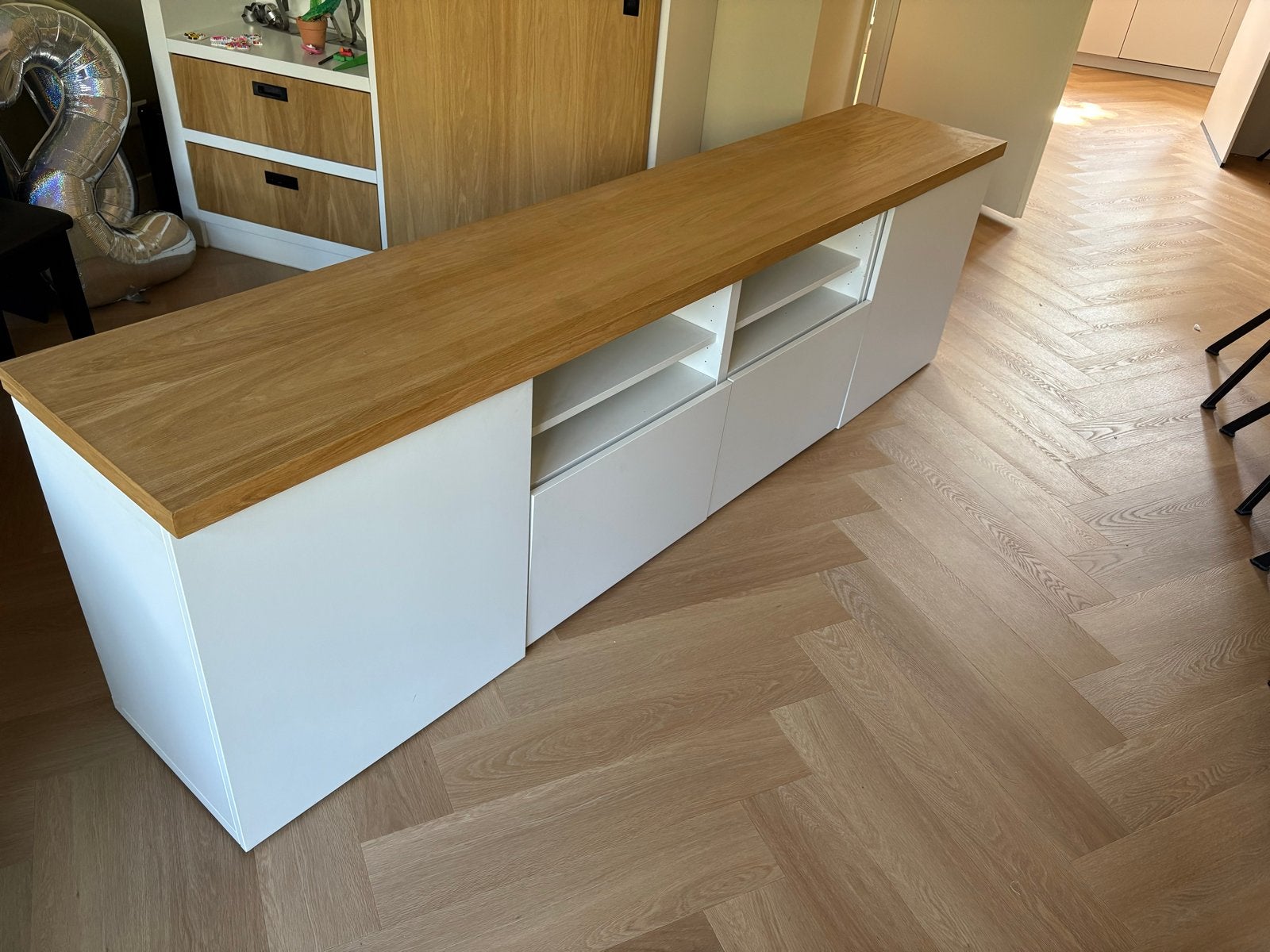 BESTÅ tv meubel combinatie met afdek-plaat. Gratis!, Ophalen, Gebruikt, 200 cm of meer, Minder dan 100 cm