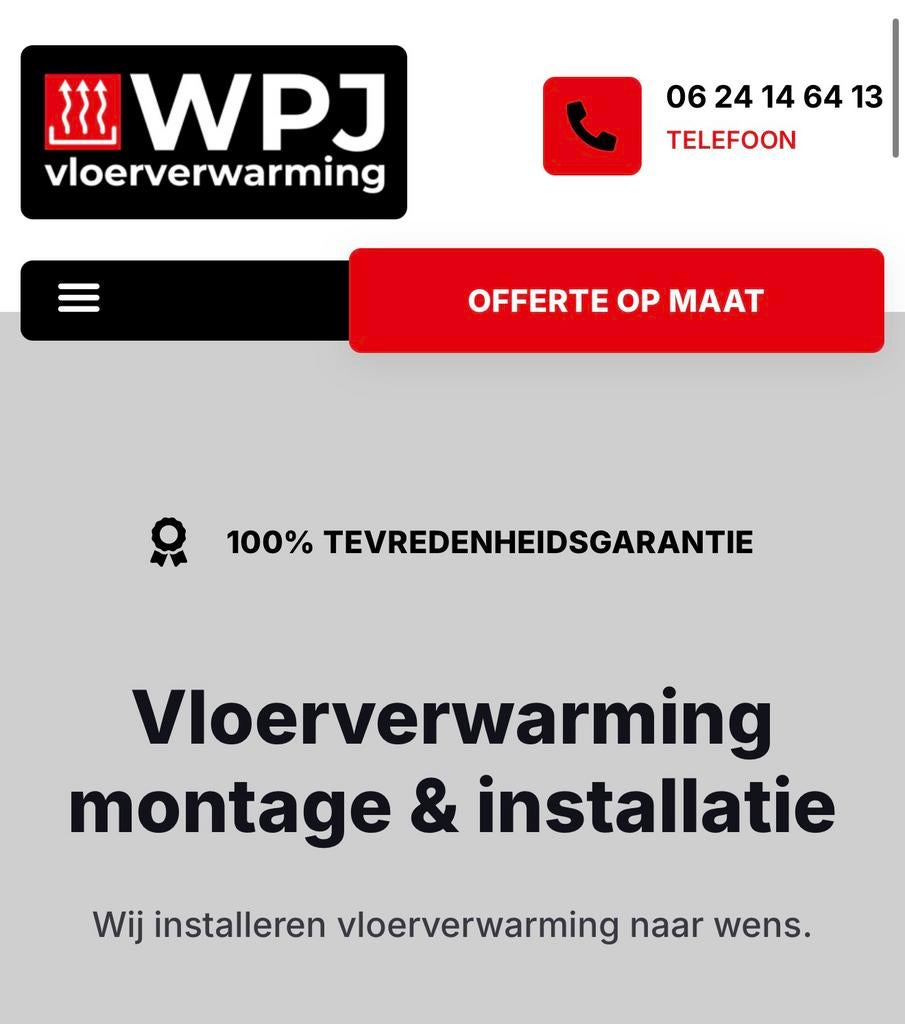 Vloerverwarming, Ophalen, Nieuw