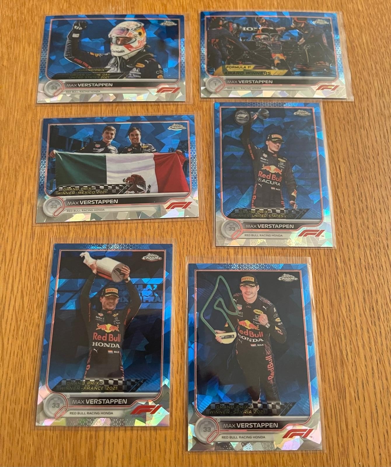 Max Verstappen Topps Chrome F1 2022 – 6 Sapphire Parallel, Ophalen of Verzenden, Zo goed als nieuw, Plaatje