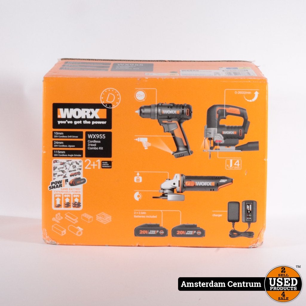 Worx WX955 3-Tool Combo Kit - ZGAN, Worx, Gebruikt, Support@worx.com, 14675 128th Ave NE, Suite 120
Woodinville, WA 98072
USA