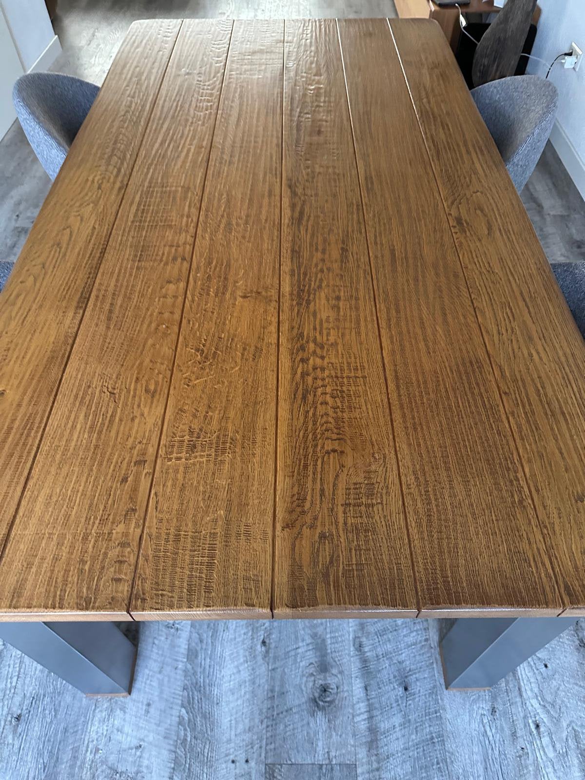 Mooi tafel. Eiken blad, Huis en Inrichting, Tafels | Eettafels, Ophalen, Gebruikt, 100 tot 150 cm, 50 tot 100 cm