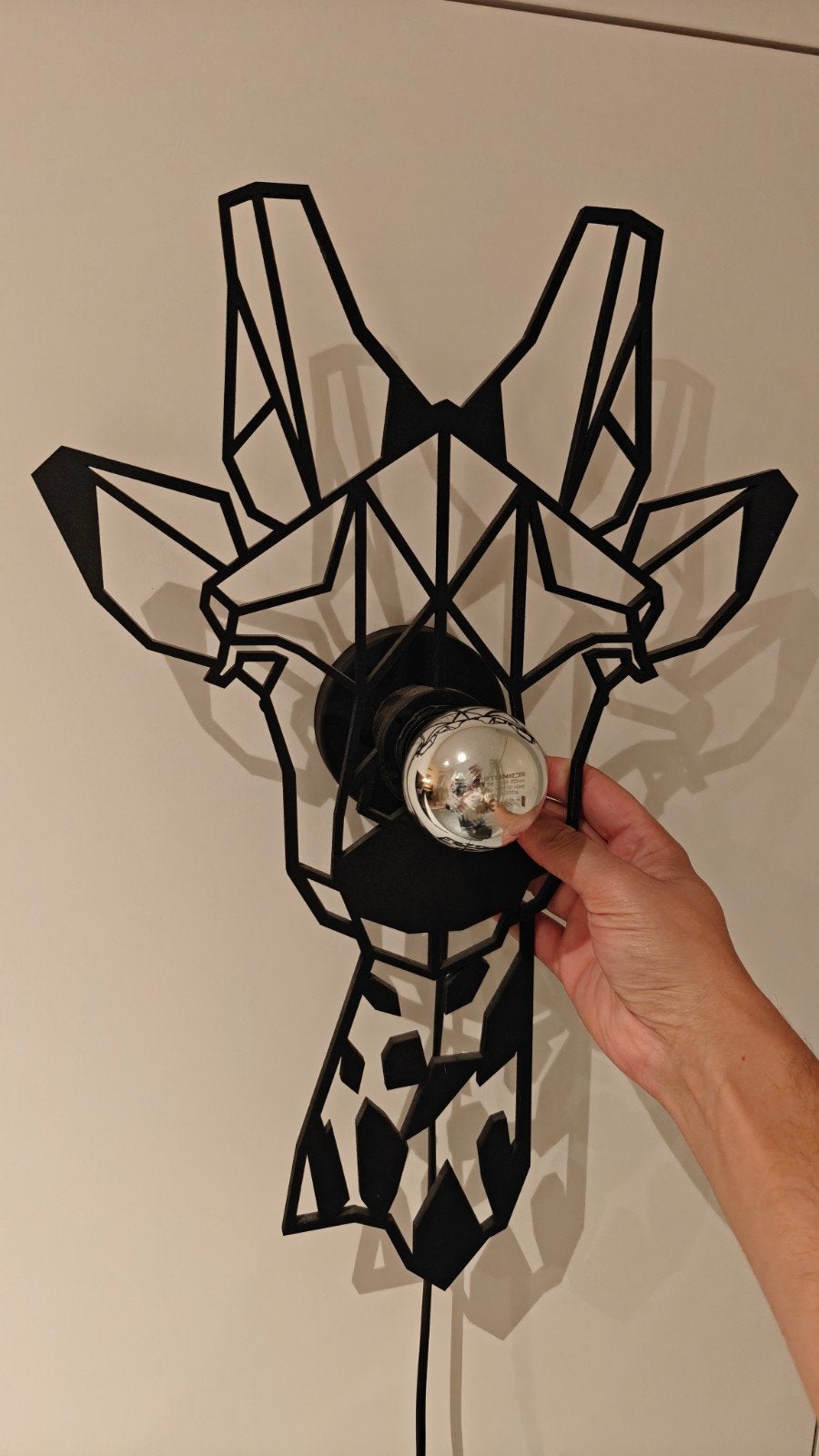 Unieke giraffe houten wandlamp, Ophalen, Zwart, Zo goed als nieuw, Wandlamp