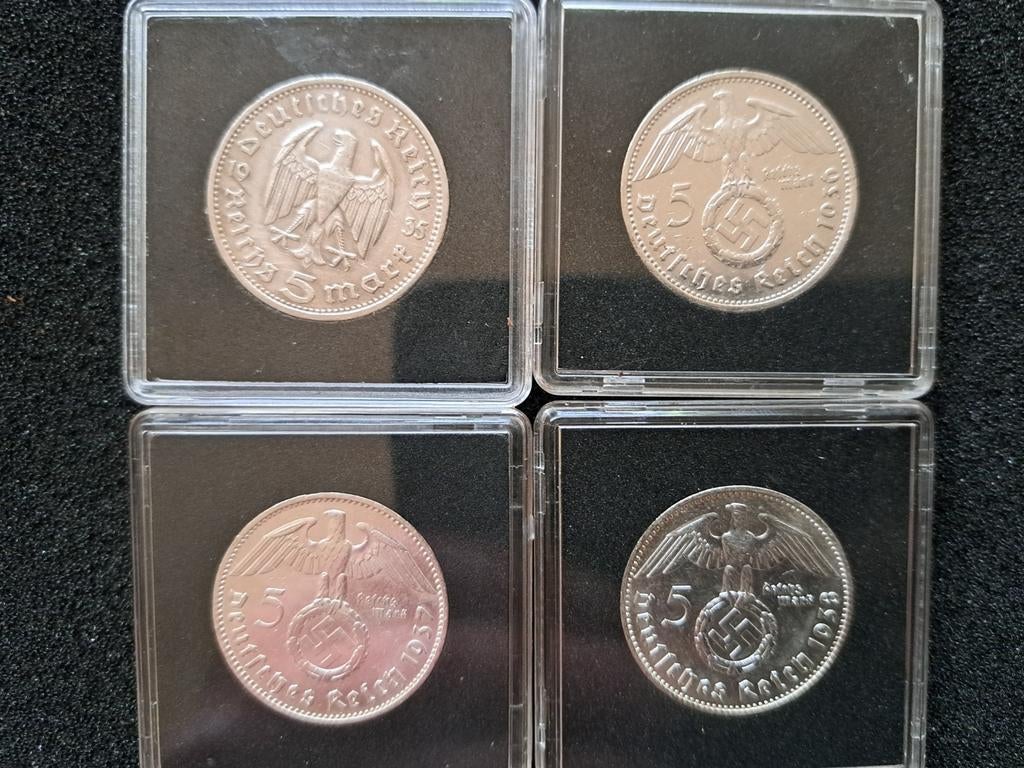 Set van 4 Duitse 5 Reichsmark munten (1934-1939), Ophalen of Verzenden, Setje, Zilver