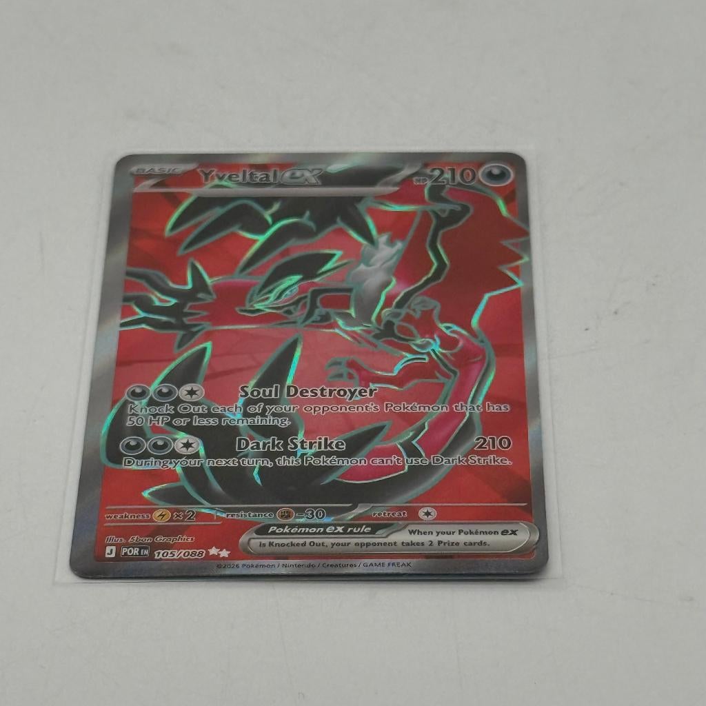 Pokemon Kaart - Yveltal Ex (105/088) | Near Mint, Ophalen of Verzenden, Zo goed als nieuw, Losse kaart