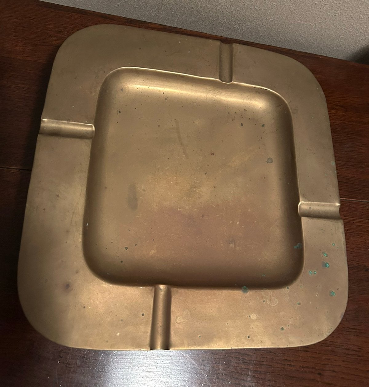 Vintage grote 29cm messing asbak uit de jaren 70, Ophalen of Verzenden