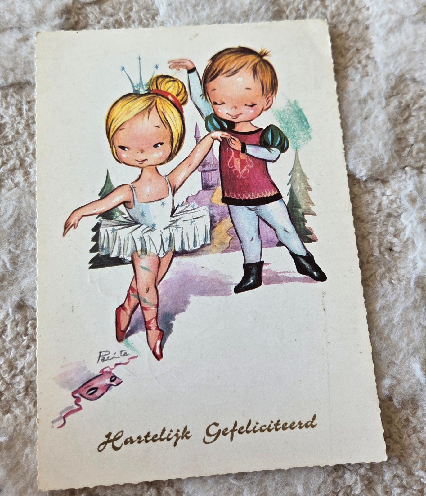 Ballerina en Prins - Hartelijk Gefeliciteerd, Verzamelen, Verzenden, 1960 tot 1980, Gelopen, Kinderen
