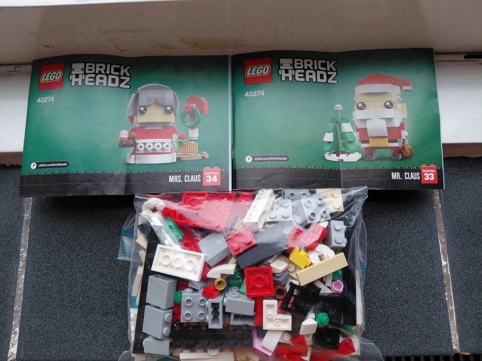 LEGO BrickHeadz 40274 Mr. & Mrs. Claus Kerstset, Gebruikt, BrickHeadz, Lego, Inclusief instructies