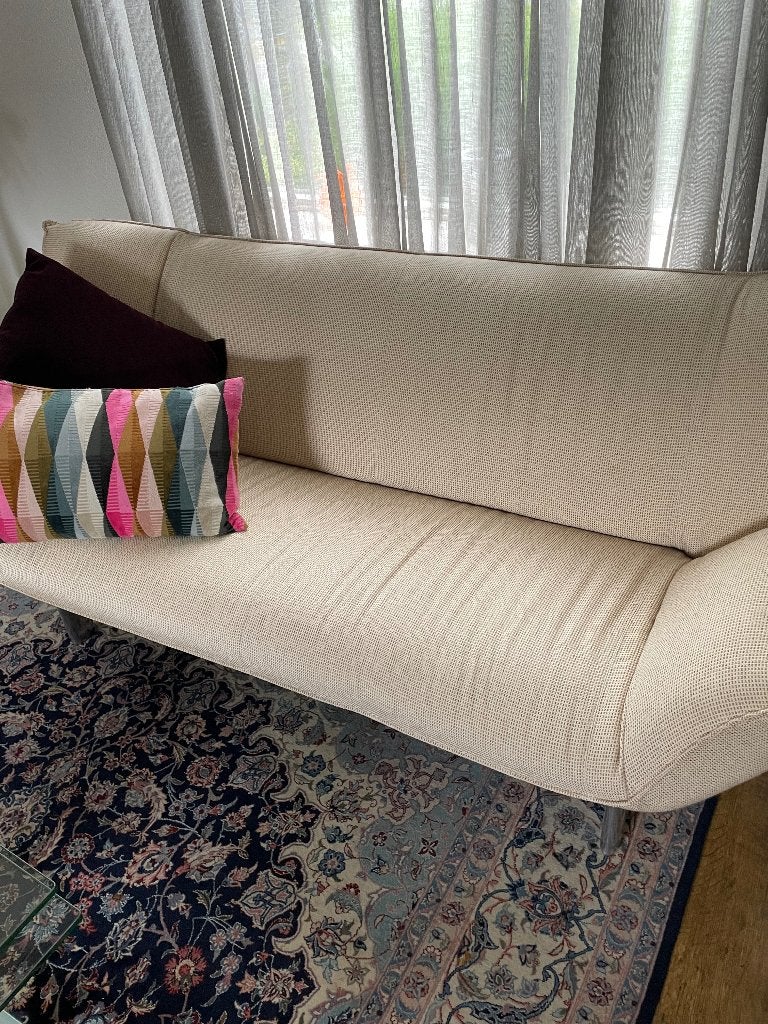 Leolux Tango bank - Wol - Gemêleerd bruin/beige, Ophalen, Gebruikt, Driepersoons, 75 tot 100 cm