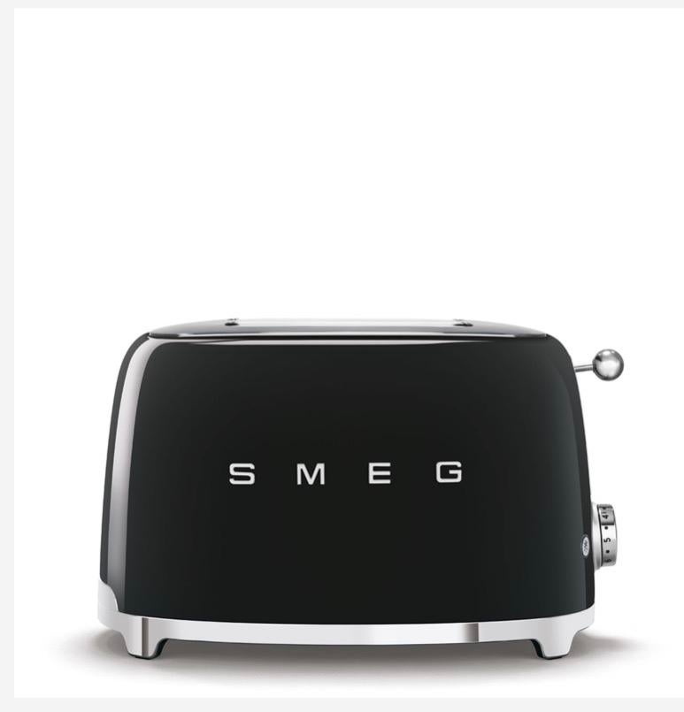SMEG broodrooster zwart TSF01BLEU Nieuw, Witgoed en Apparatuur, Broodroosters, Uitneembare kruimellade, Service@smeg.nl, Nieuw