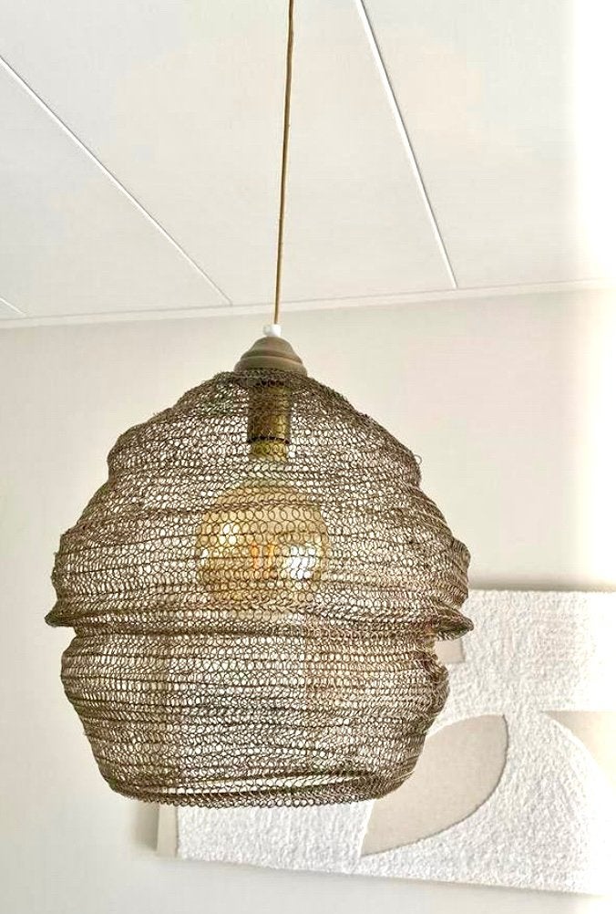 2 Bronskleurige Eric Kuster stijl hanglampen, Ophalen, Zo goed als nieuw, Metaal, 50 tot 75 cm