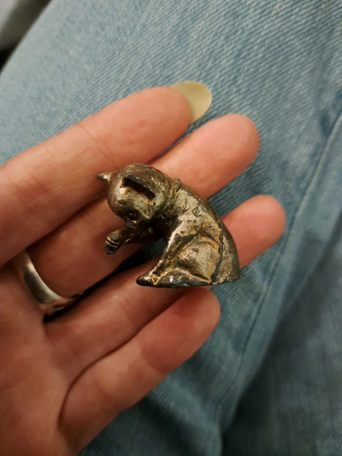 Vintage metal kattenbeeldje, Ophalen of Verzenden