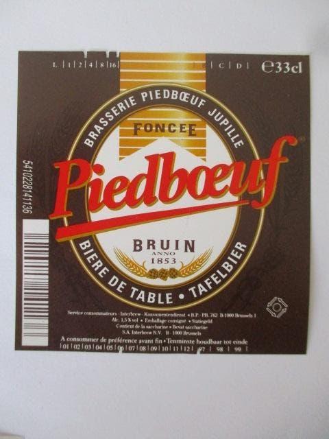 bieretiket Belgie 24-4 (4i) piedboeuf, Verzamelen, Biermerken, Ophalen of Verzenden, Gebruikt, Overige typen, Overige merken
